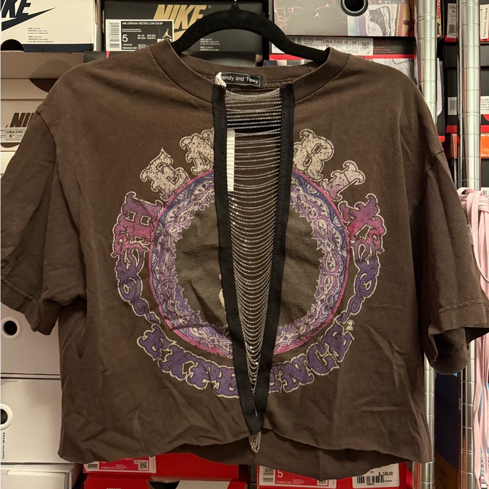 Brown Crop Short Sleeve T-Shirt